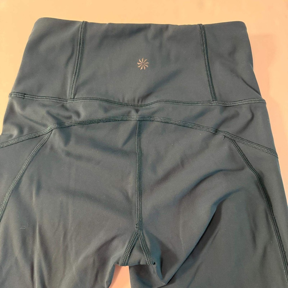 Athleta Rainier Tight Teal Neon Yellow High Rise Leggings‎ Zip Pockets XXS - Picture 7 of 16